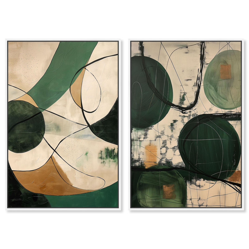 «Greenlight Breeze», ensemble de 2 ensembles abstraits élégants sur toile par Art Remedy, H 30 po x l 20 po