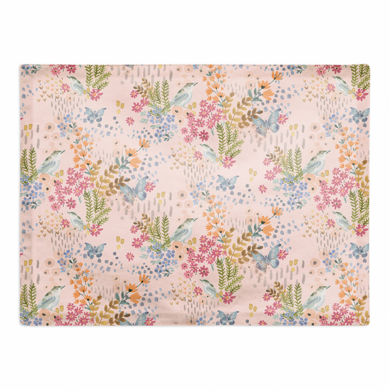 Napperon en coton 14 "Butterfly Bird, Rose / bleu