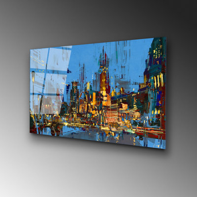 Élégante peinture décorative en verre trempé de 19,7 po x 27,6 po | 100% verre trempé, épaisseur: 0,16 pouce | Parfait pour la décoration intérieure, le salon et le bureau | Superbe œuvre d'art avec une esthétique moderne