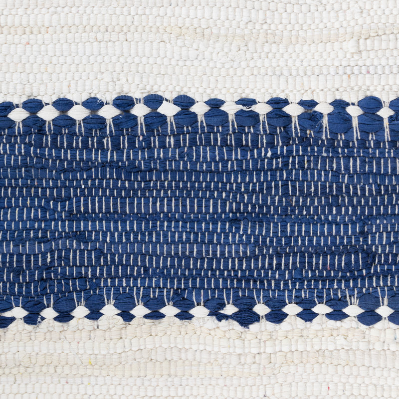 Renova Hand Loomed Cotton Rug, Rectangular 60 x 110cm, Blue