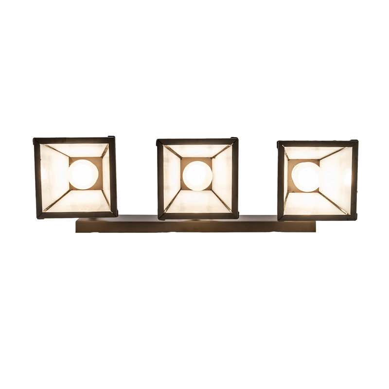 "T" Mission 3-Light Vanity Light, 10" H x 24" W x 8" D, White, Oil Rubbed Bronze