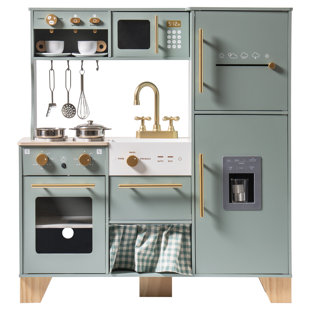 Wooden Play Kitchen & Accessories Set, Preschool Kitchen Set, Modern Kitchen Playset