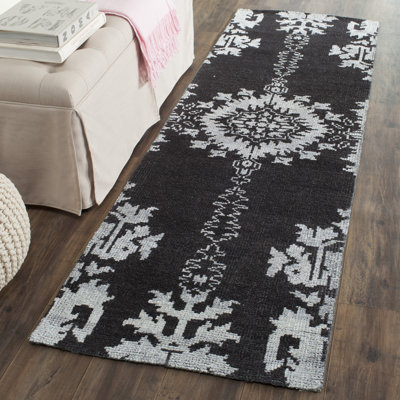 Sabiah Hand Knotted Wool/Viscose/Cotton Oriental Rug in Charcoal