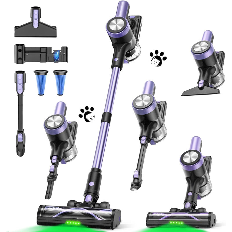 Cordless Vacuum Cleaner, 55KPa/500W Stick Vacuum with 55 Mins Runtime, Self-Standing stick Cleaner for Home, LED Display, Anti-Tangle Brush, Rechargeable Vacuum for Pet Hair, Carpet & Hard Floors   