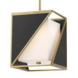 Luminaire suspendu carré / rectangulaire 1 lumière DEL charbon et laiton doux