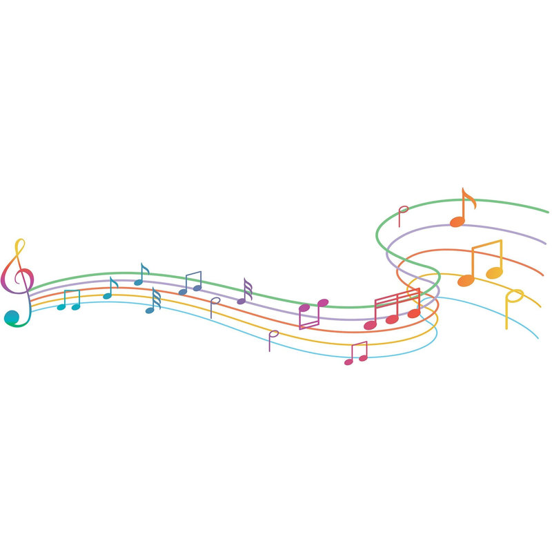 Murale pelez et collez de qualité supérieure - Notes de musique colorées, L 108 po x l 150 po