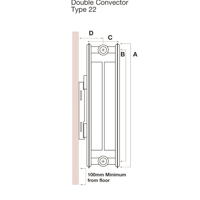 Clifton Horizontal Designer Radiator, 500cm H x 1400cm W
