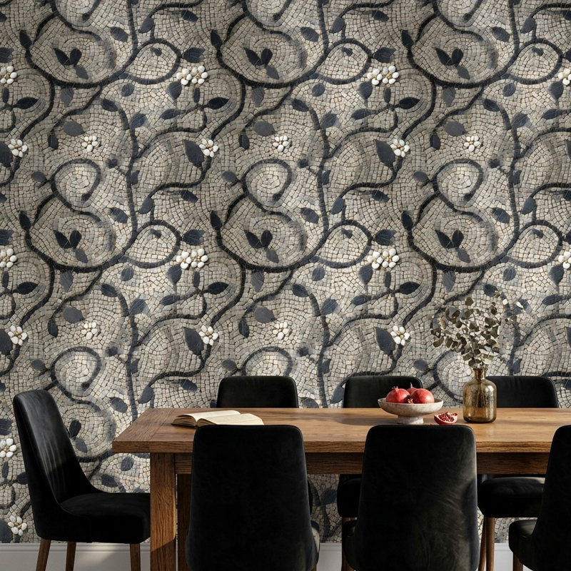 Papier peint pierre avec mosaïque en mosaïque, Peler et coller