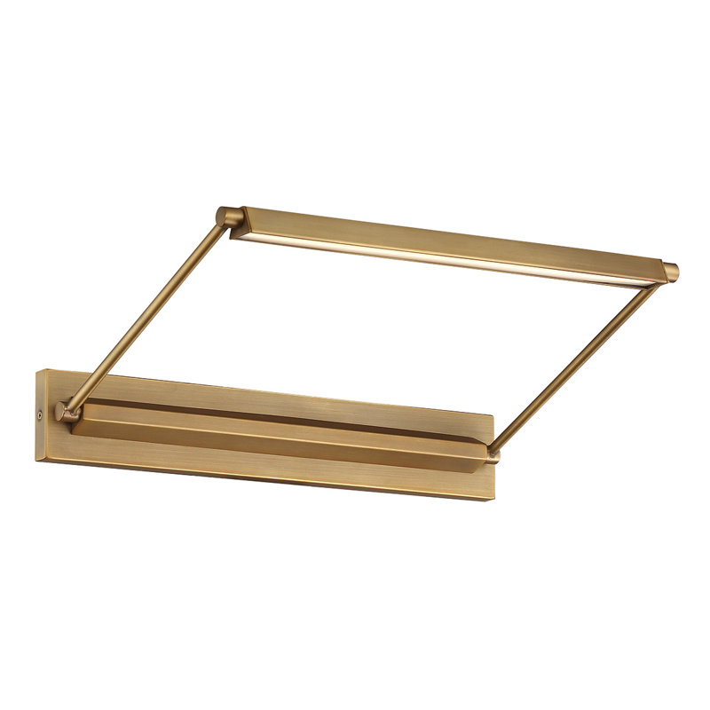 Hudson Dimmable LED Wall Mounted Picture Light, Aged Brass, 3.0625" H x 17" W x 12.625" D