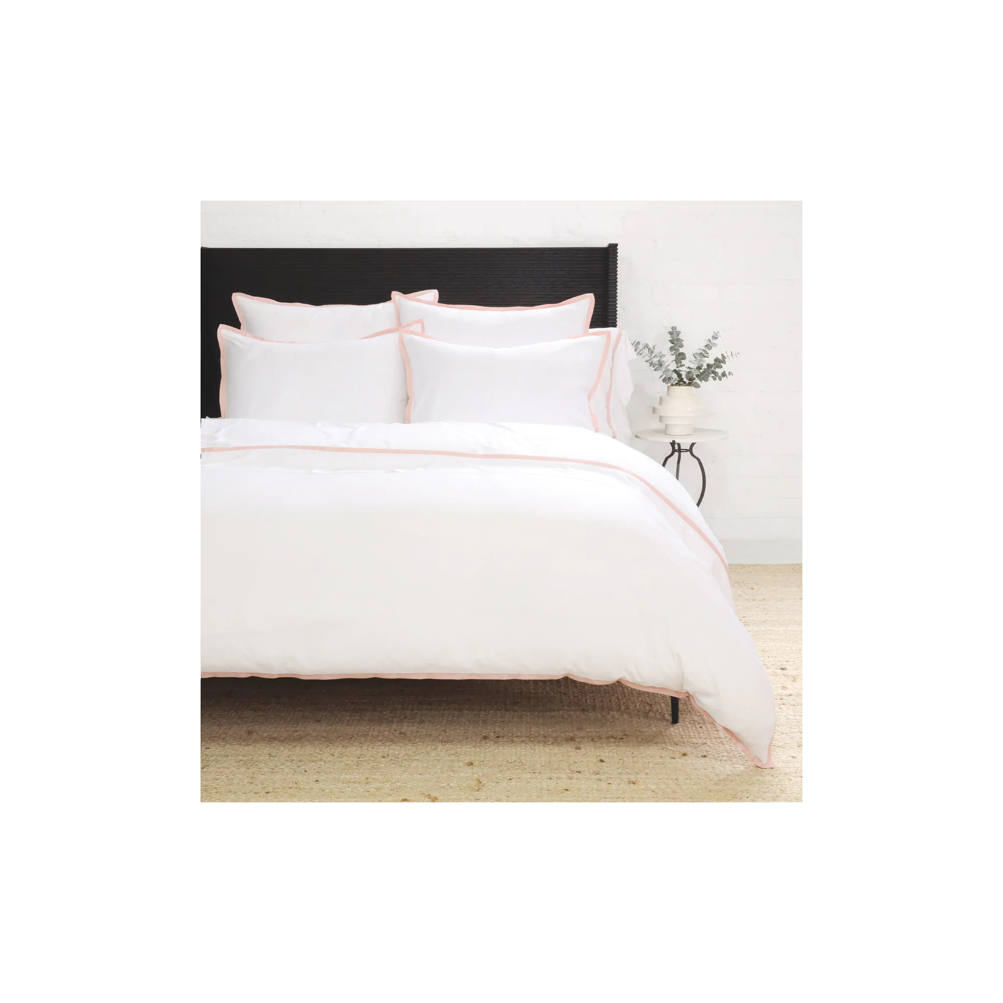 Langston Rayon From Bamboo Duvet Cover Set, Queen Duvet Cover + 2 Standard Shams, White/Pink