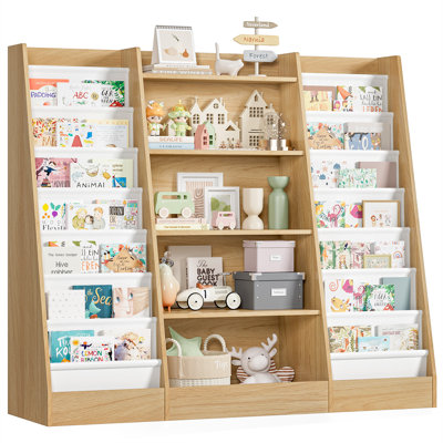 5-Tier Kids Bookshelf with Storage Pockets – Eco-Friendly