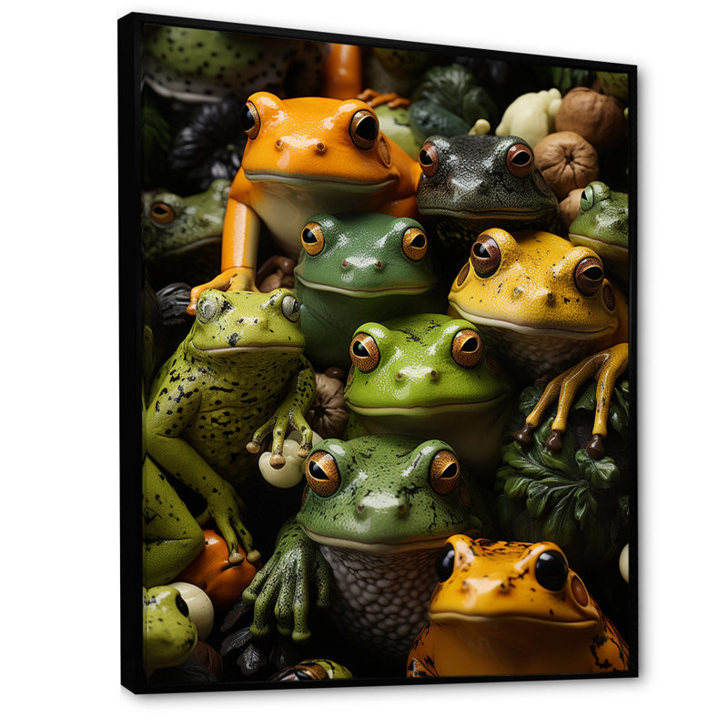 «Toads Family», reproduction sur toile avec cadre flottant, Noir, H 20 po x l 12 po x P 1 po
