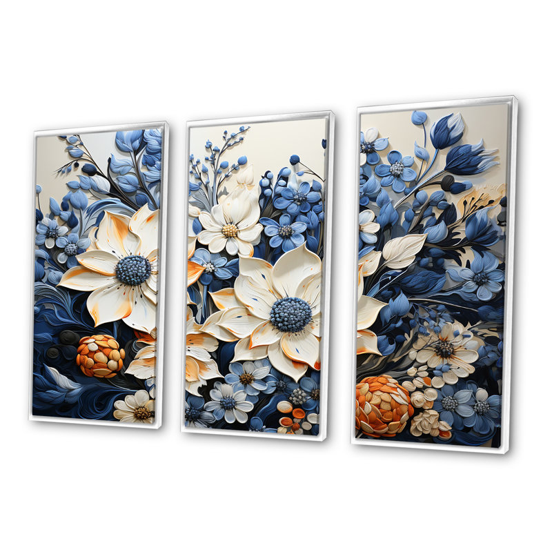Blue Bonnets Simplicity Meadow IV - Ensemble de décorations murales Blue Bonnets, Cadre flottant blanc