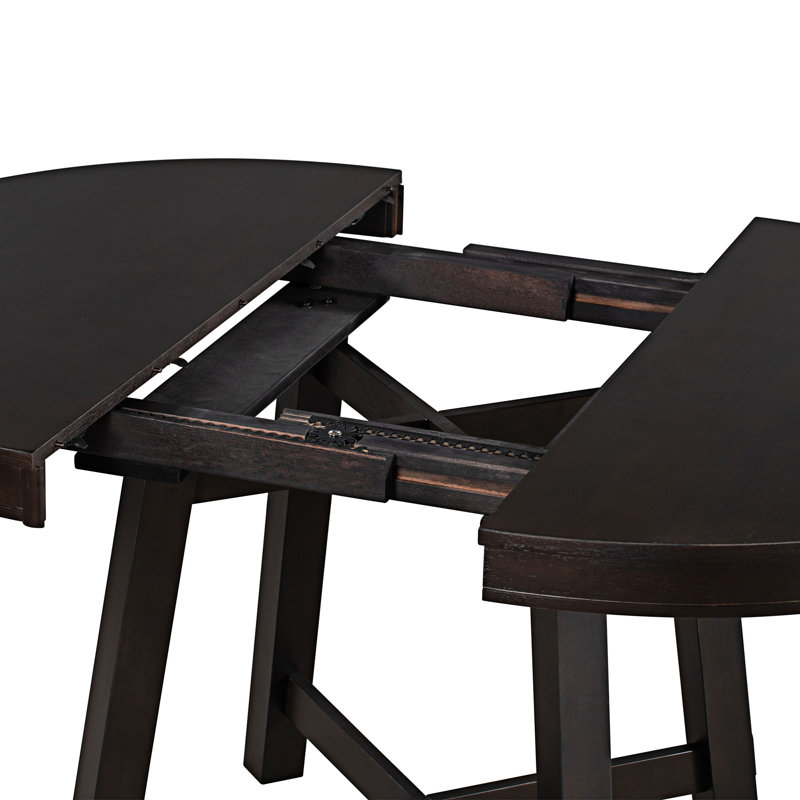 Round Extendable Dining Table with Leaf Wood Kitchen Table With Extension Leaf  ,dining table,dining room table, Black