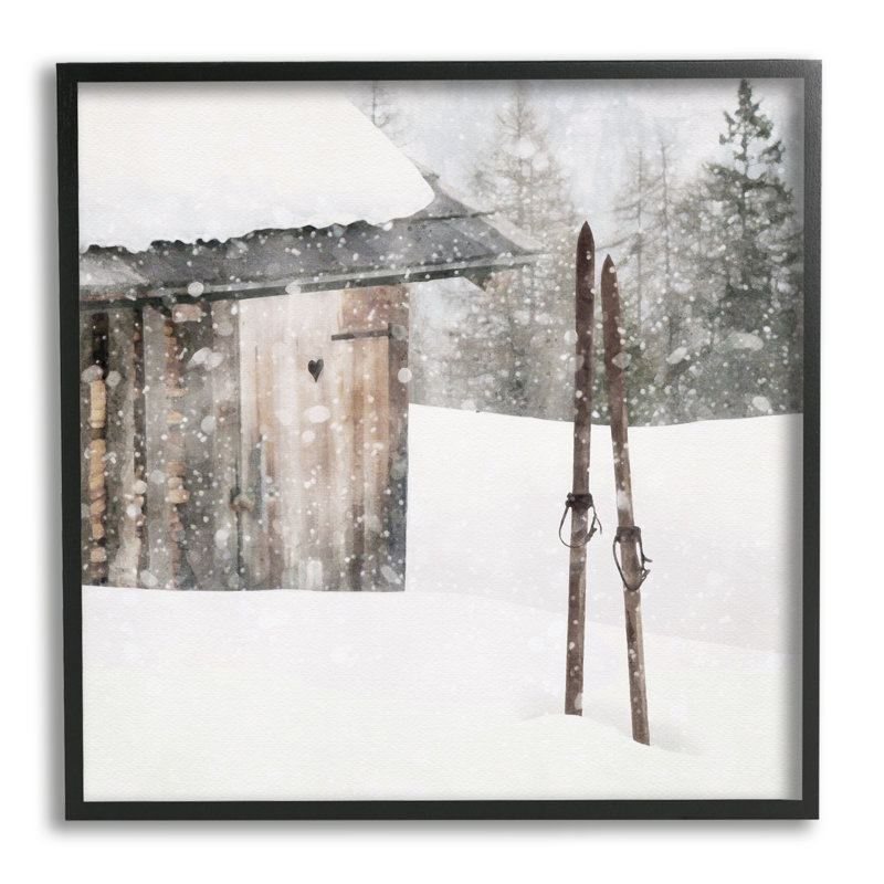 «Winter Cabin», impression sur toile, Giclée encadrée noir minuit, H 24 po x l 24 po x P 1,5 po