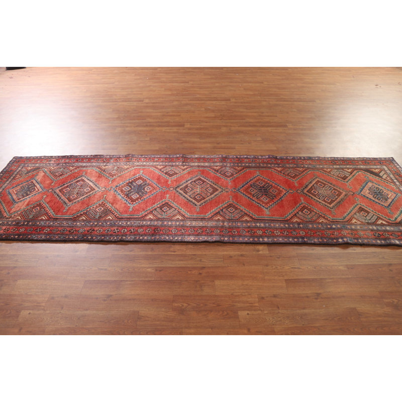 Red Geometric   Runner Rug 3x10