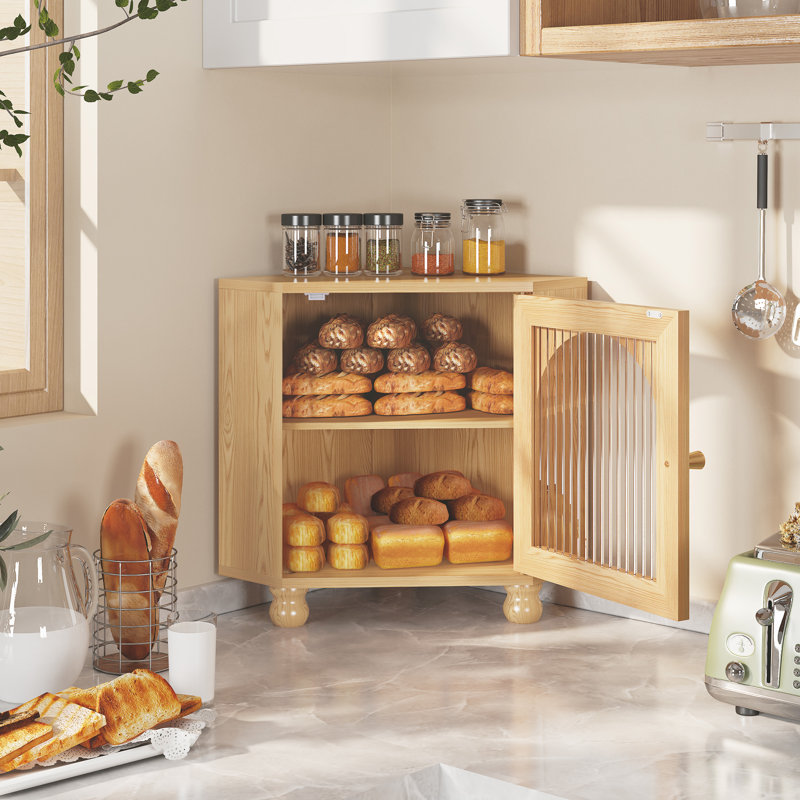 2-Layer Bread Box For Kitchen Countertop, Burlywood