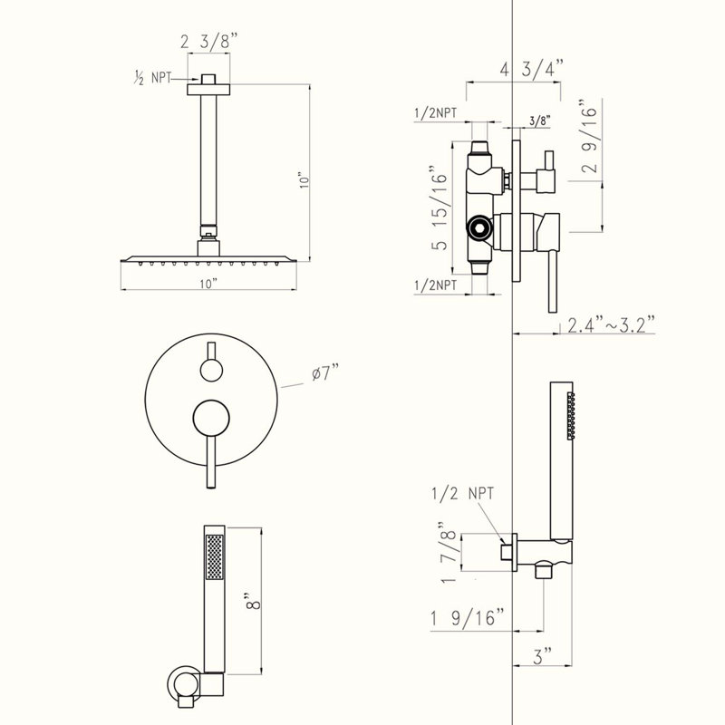Complete Shower System with Rough in-Valve, Matte Black
