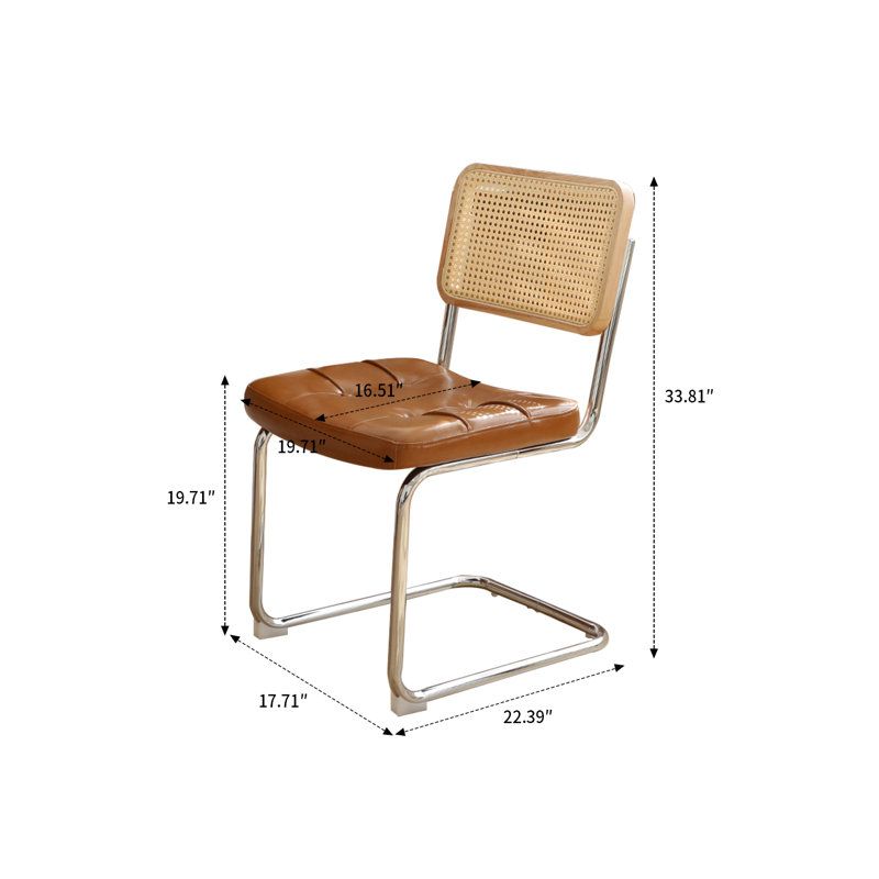 Ensemble 2 pièces de chaise de salle à manger Mid-Century, Brun, Argent / chêne