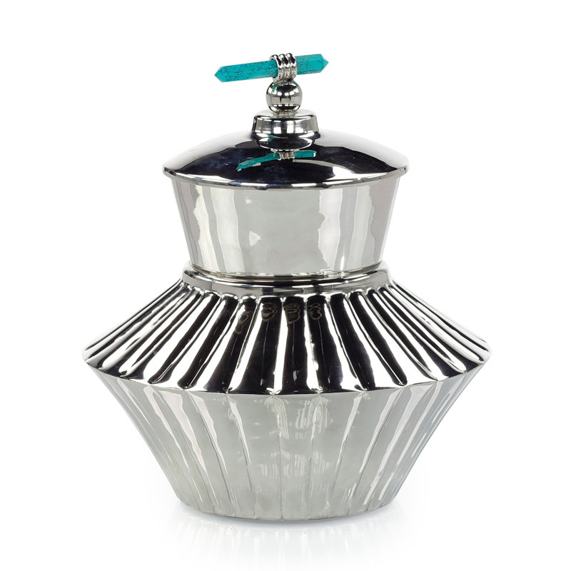 Grand vase turquoise, grand, H 12,75 po x l 11,25 po x P 11,25 po