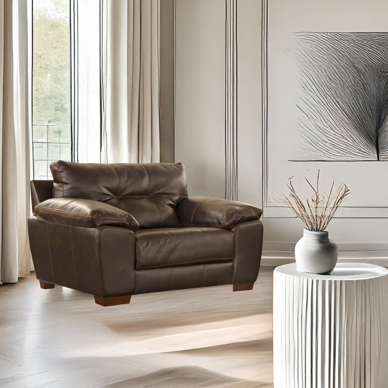Bertold 61'' Wide Armchair, Chocolate Faux Leather
