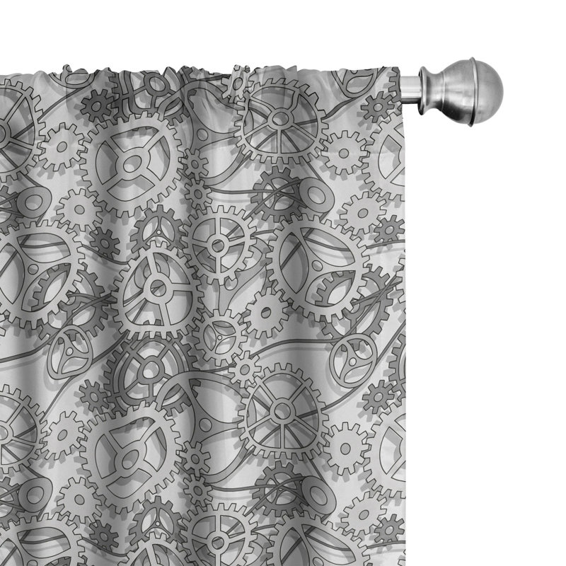 Steampunk Semi-Sheer Rod Pocket Curtain Panels, 28" x 63"