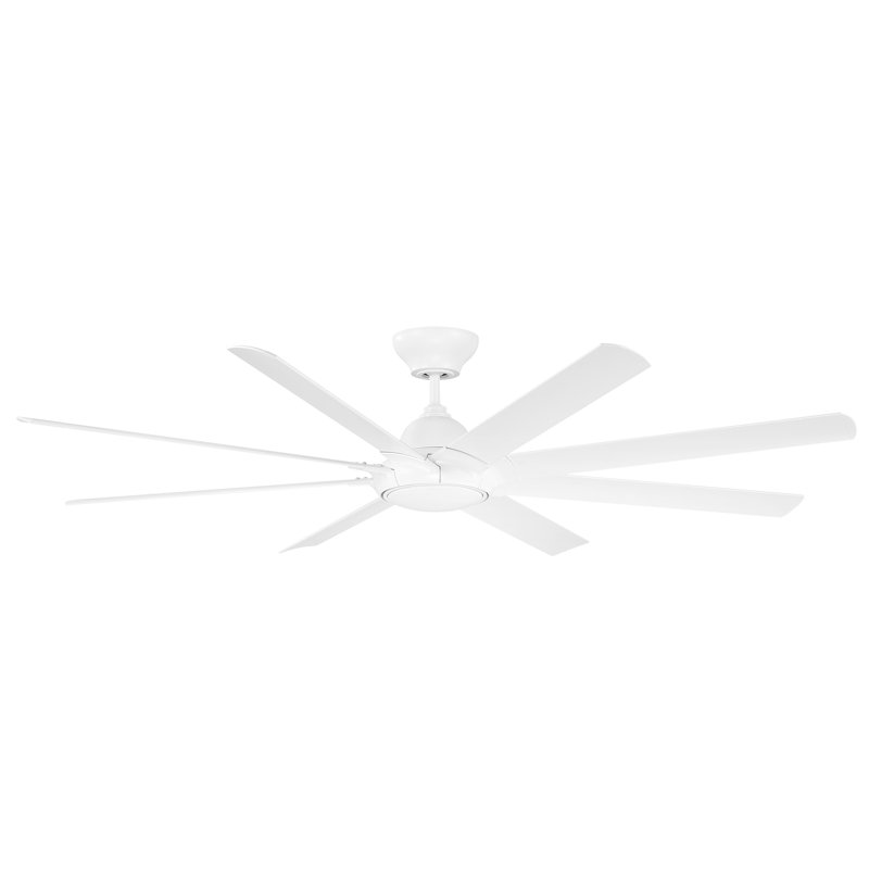 Hydra 8 - Blade Outdoor LED Smart Standard Ceiling Fan with Wall Control and Light Kit Included, Works With Alexa and iOS or Android App