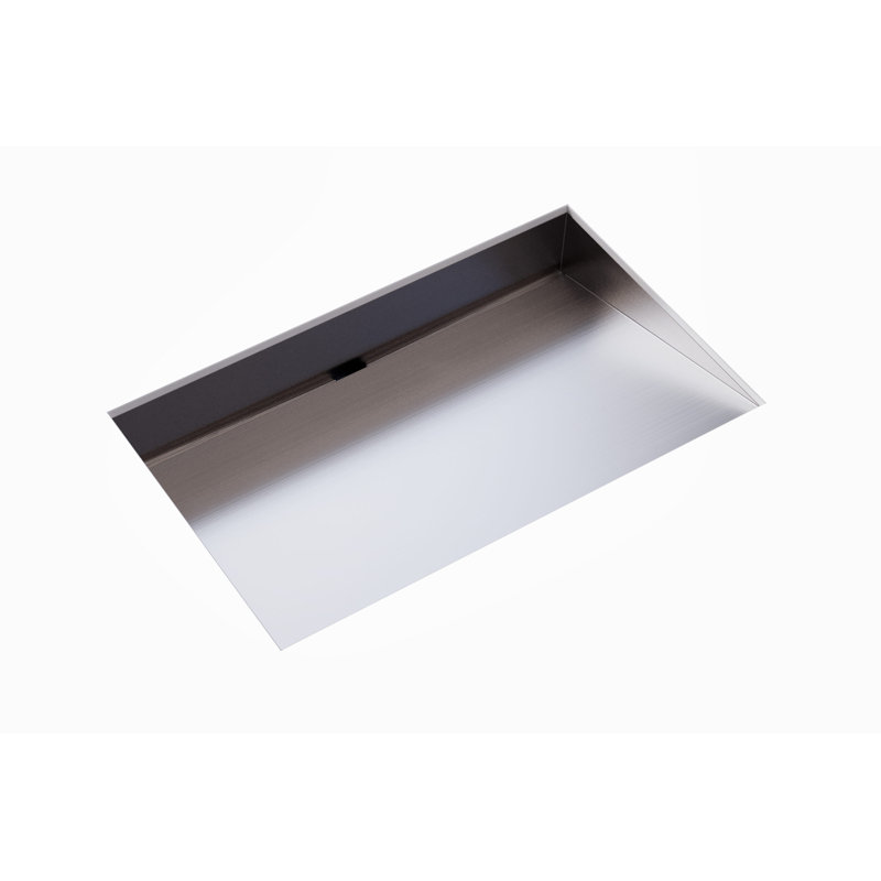 Lavabo de salle de bain encastrable en acier inoxydable 23,6 po x 16,5 po Badeloft ES-UB-04-L-BS en acier inoxydable brossé