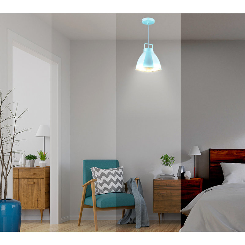 Luminaire suspendu conique 1 lumière, Bleu bébé