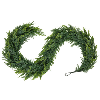 Guirlande de Noël artificielle de 1,5 m en cèdre et cyprès, guirlande de pin réaliste, guirlande de faux pin pour foyer, escalier, décoration de Noël intérieure et extérieure, guirlande de verdure simple pour décoration de Noël personnalisée à faire soi-même. (lot de 2)