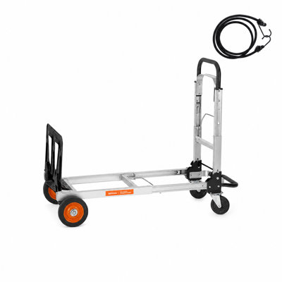Chariot de manutention pliable et convertible SEKAM avec poignée réglable, capacité de 227 kg, cadre en aluminium, orange