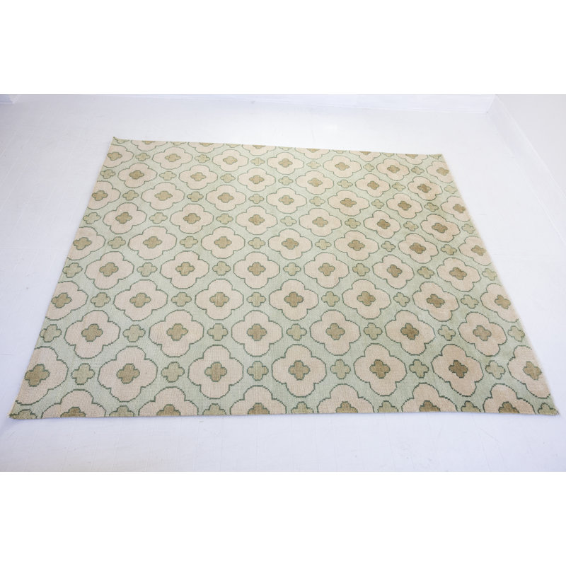 Hand Knotted Wool Floral Area Rug, Square 12'