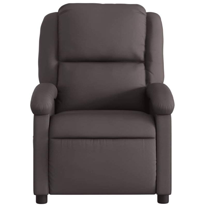 Budhram Leather Recliner, Dark Brown Genuine Leather, Electric