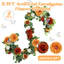 Guirlande artificielle de 2 eucalyptus et roses avec 24 papillons argentés découpés au laser – Vigne florale artificielle réaliste en soie et plastique – Arche de mariage, table de fête, décoration intérieure – Orange brûlé, 180 cm