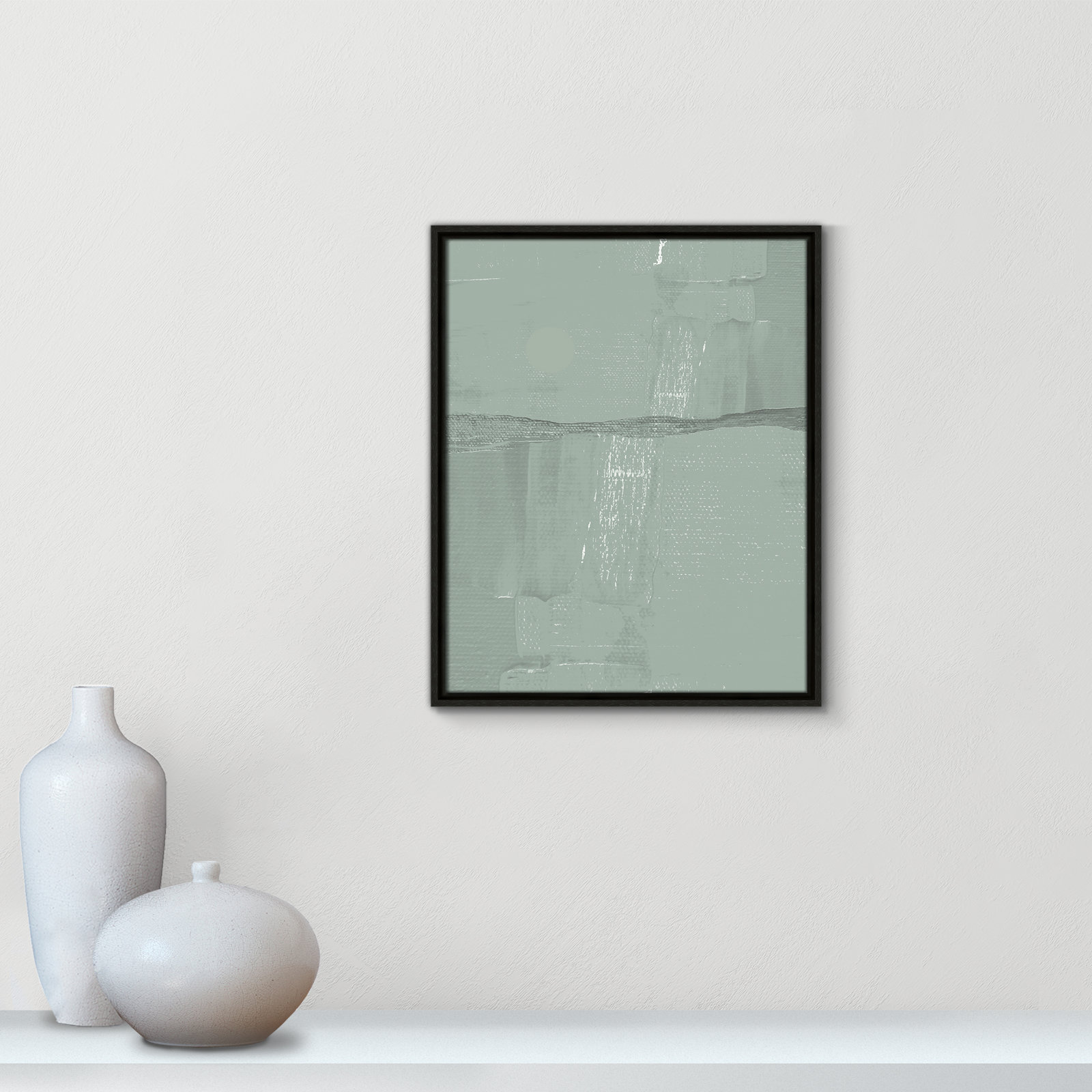 Attica "Sage Abstract" Print, 21.5" H x 17.5" W x 2" D, Espresso