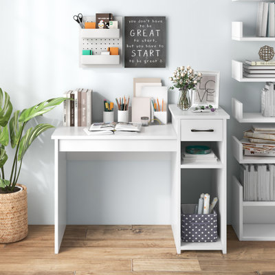 Ebern Designs Computer Desk with Storage Shelf Modern Study Desk with Drawer Multipurpose Home Office Desk by Ebern Designs