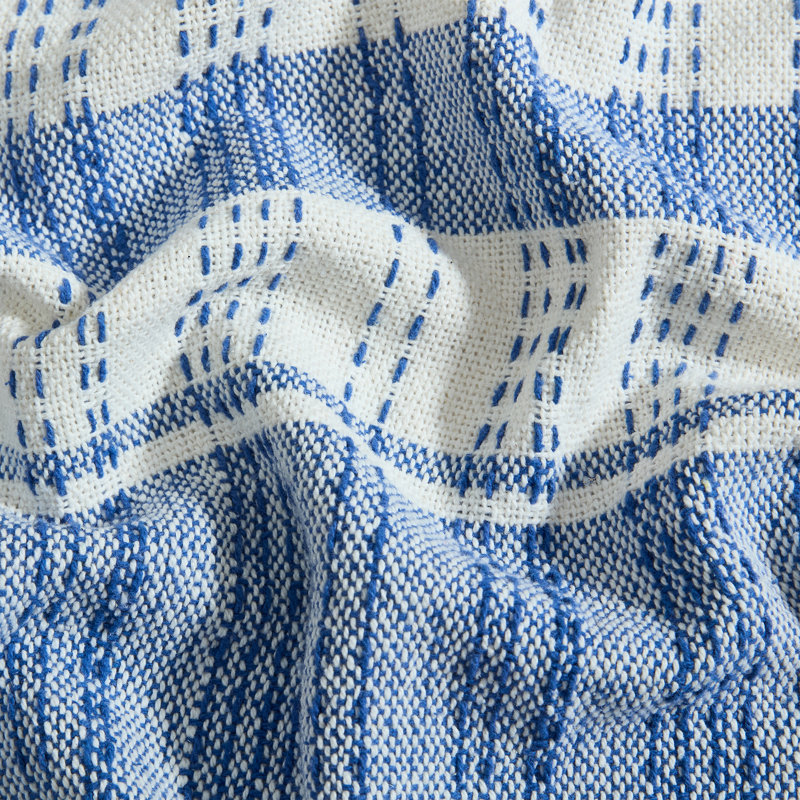Jeté en coton à rayures bleues et blanches 50 "x 70" Palm Aire Charleston, Rayé bleu / blanc