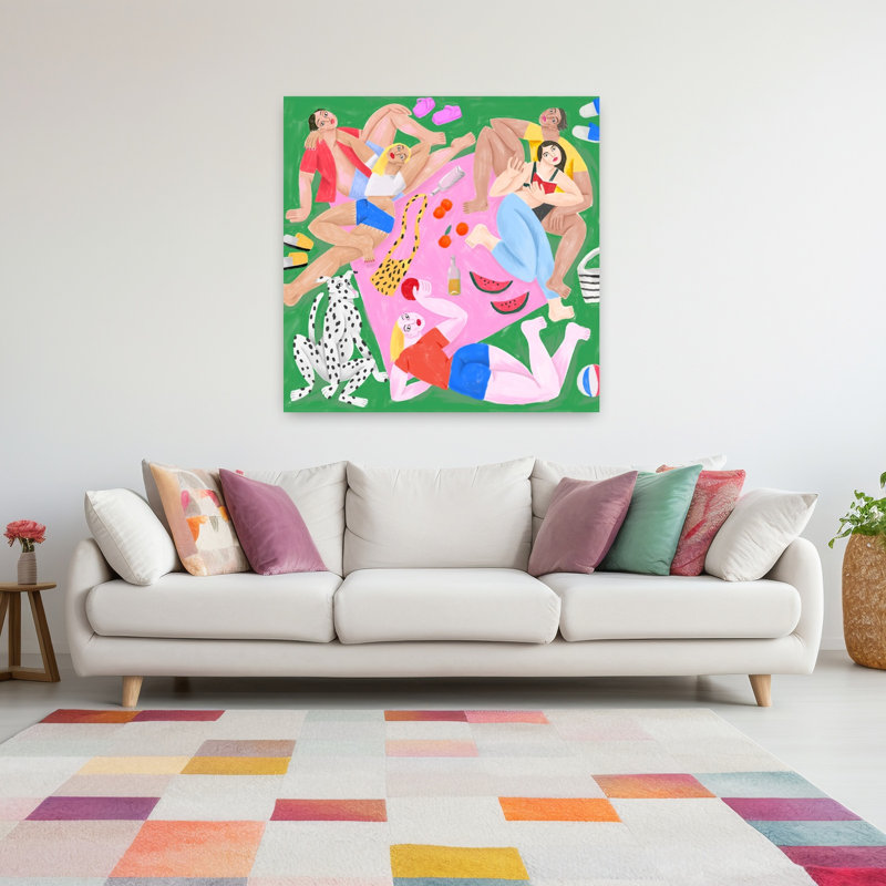 Art mural contemporain «Sur L Herbe», H 48 po x l 48 po