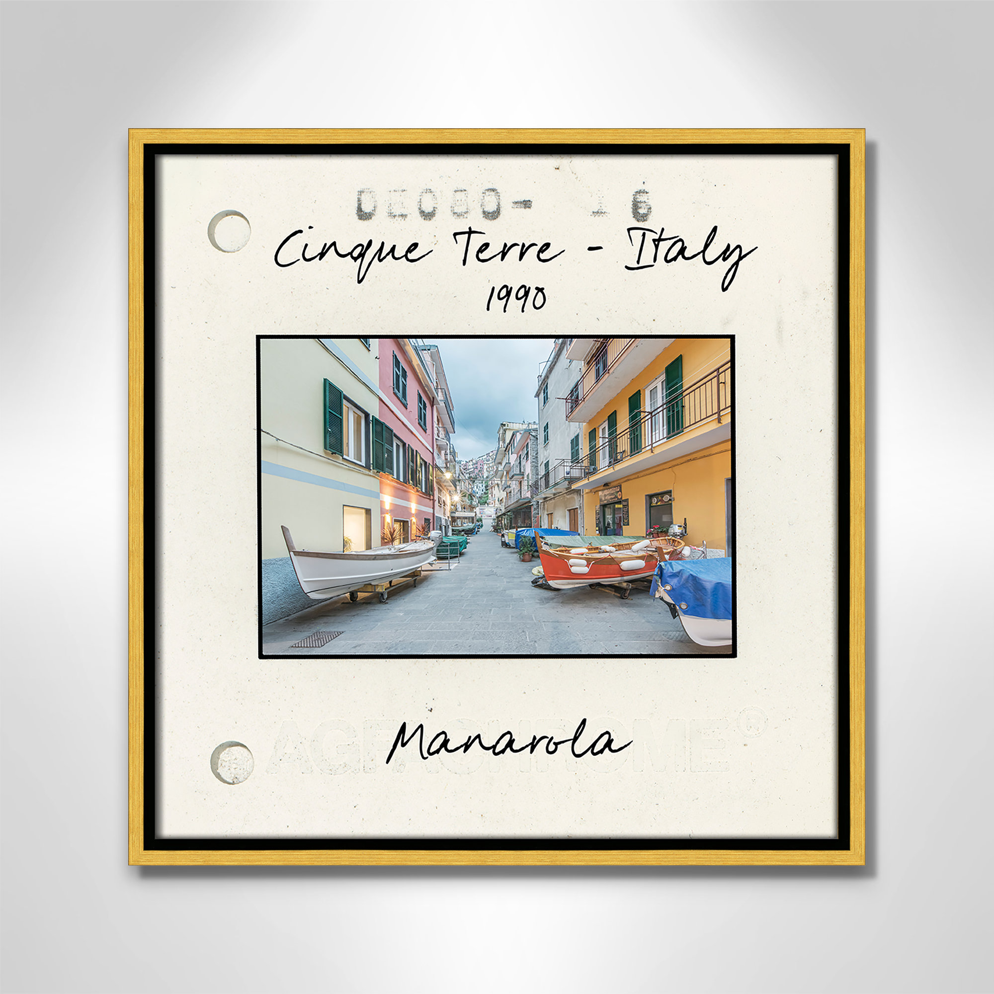 Cinque Terre, Italy - Manarola Print by Danita Delmont, 17.5" H x 17.5" W x 2" D, Gold Floater Framed Canvas