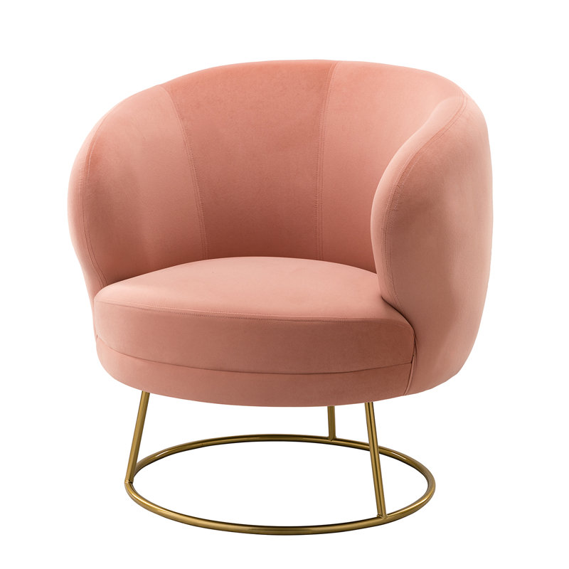 Fauteuil demi-tonneau 28,4 po, Velours rose