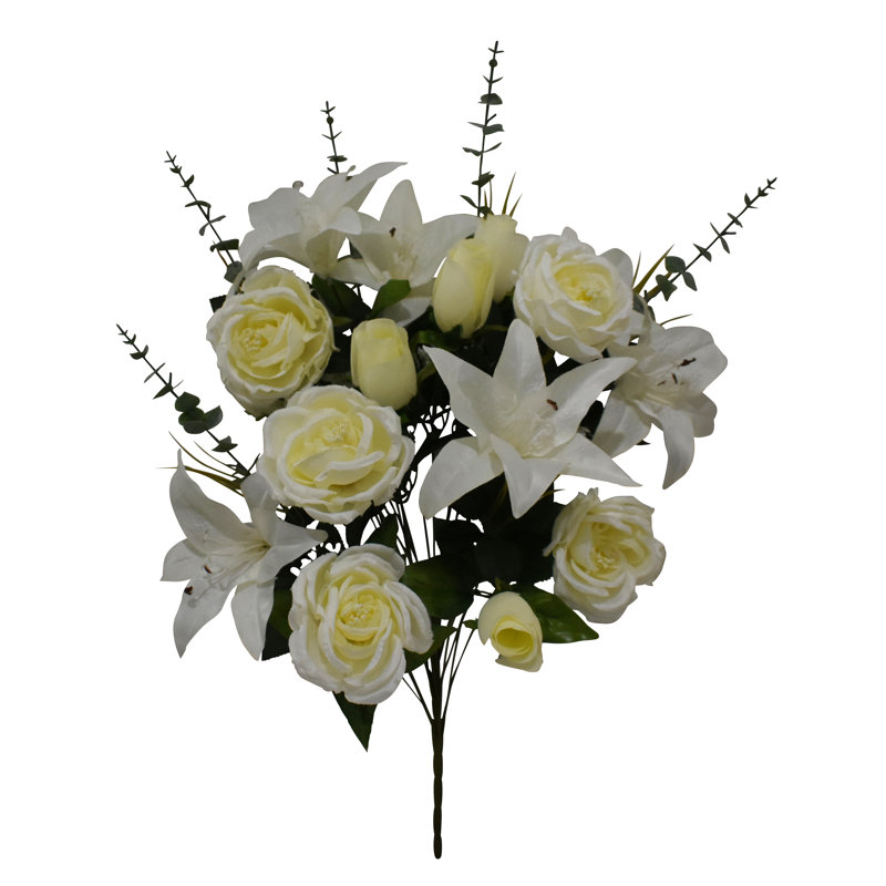 Centre de table avec 24 buissons de lys d'eucalyptus rose, Crème