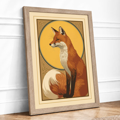 Red Fox in Profile Art Deco - Framed Print