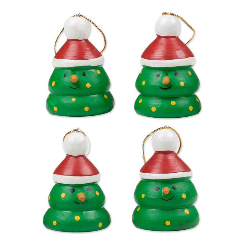 Ensemble de 4 décorations en bois fabriquées à la main à motif de sapins de Noël Allium Way®