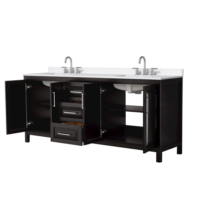 Daria 80'' W Vanity, Giotto Quartz, Brown, Polished Chrome