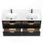 Meuble-lavabo cannelé noir 60 po avec lavabo intégré et quincaillerie dorée-129768125