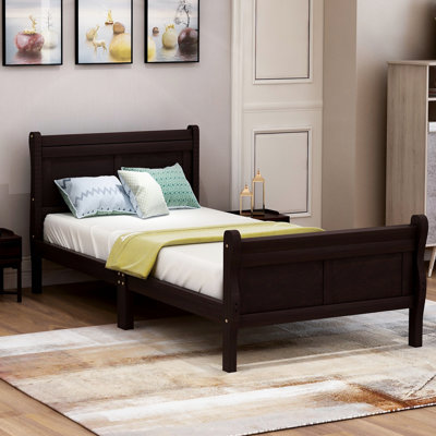Plateforme pour lit simple: fabrication en bois massif avec tête de lit et plateforme de taille intégrée, s'adapte parfaitement au matelas