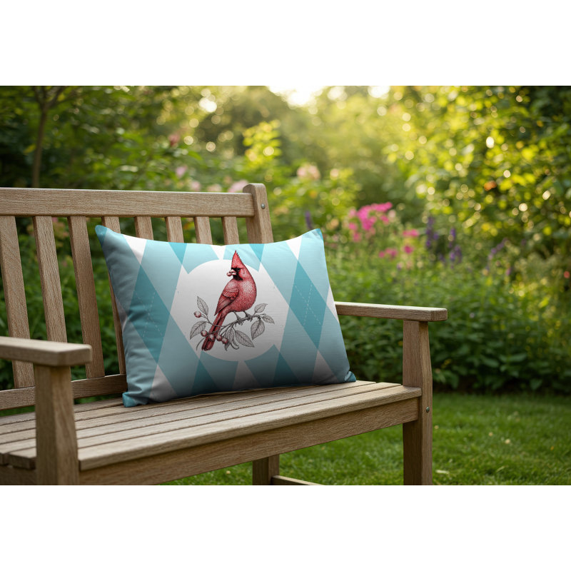 Oreiller réversible intérieur / extérieur Red Cardinal, 25 x 18, Sarcelle