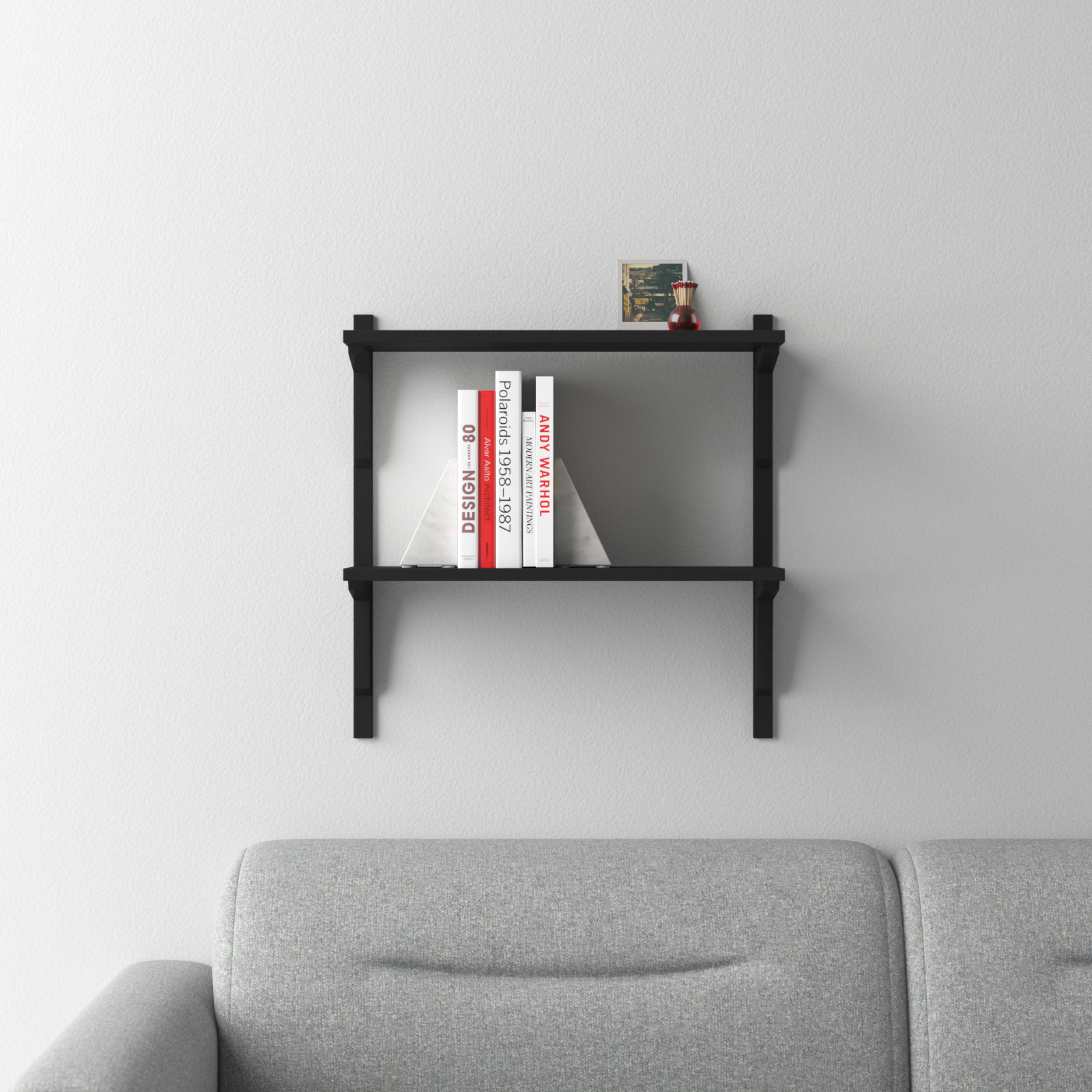 Baez Poplar Solid Wood Wall Shelf, Black