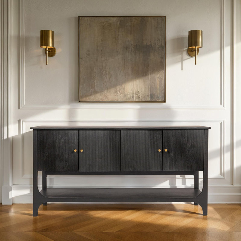 Lamaria Clifford Solid Mango Wood Sideboard with Grooved Doors