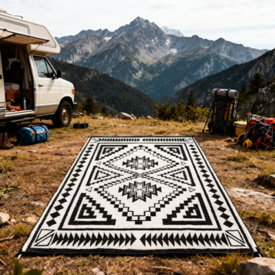 Tapis d'extérieur, tapis de patio réversible de 10,84 lb, tapis en polypropylène 310G / M avec revêtement protecteur et conception peu encombrante, livré avec un sac de transport pour la détente sur la plage